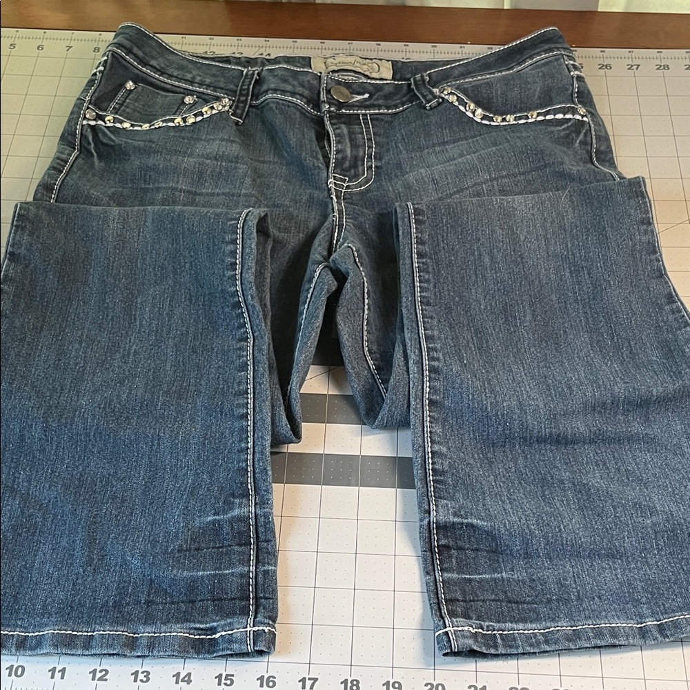 Project Indigo Women's Blue Jeans with Embellished Pockets Size 11